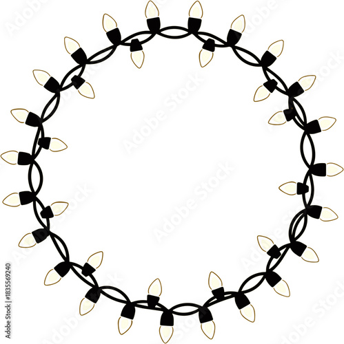Illustration of circular decorative string lights 