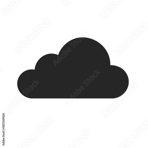 Simple Black Cloud Silhouette Icon on White Background