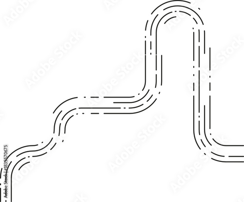 Element displays a zigzag dashed trail formed by sharply alternating segments shaping an irregular wavy dynamic contour.