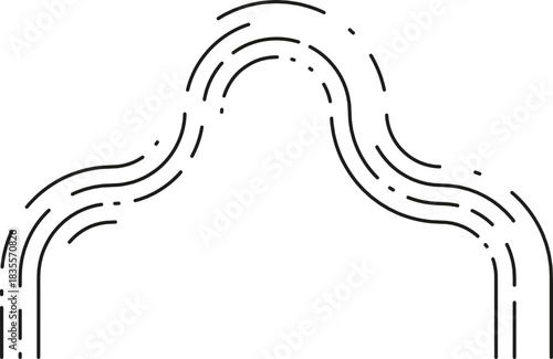 Element presents a horizontal flow line featuring dashed segments stretching laterally through an irregular wavy contour.