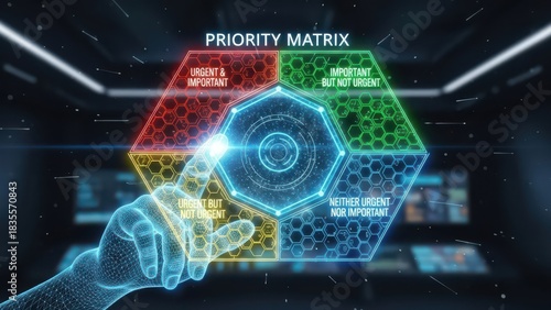 Priority Matrix concept with hand interacting with interface choices