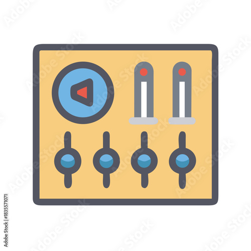 Stylish flat vector icon of a sound equalizer board on a black background