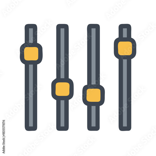 Equalizer sliders illustration against black backdrop for audio mixing and graphic design