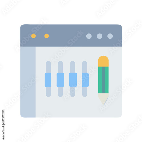 Application interface controls and pencil for design adjustments on a screen display