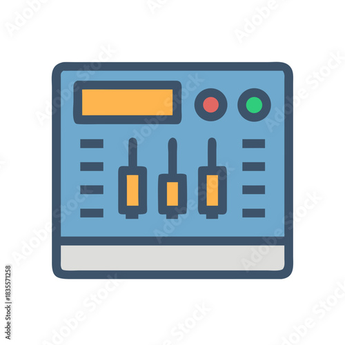 Vector Illustration of a blue audio mixer control panel on black background