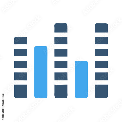 Abstract flat graphic representation of audio levels or equalizer on black background