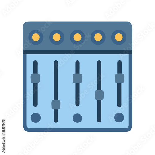 Audio mixer icon showcasing sliders and knobs against a black background