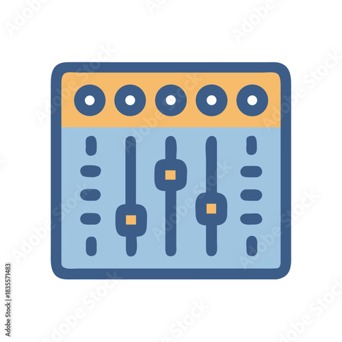 Illustration of an audio mixer control panel for sound engineering purposes