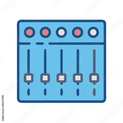 Stylized vector illustration of a sound mixer with knobs and sliding faders