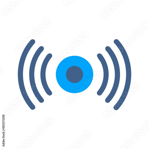 Blue and gray Wi-Fi signal icon on a black background - flat design