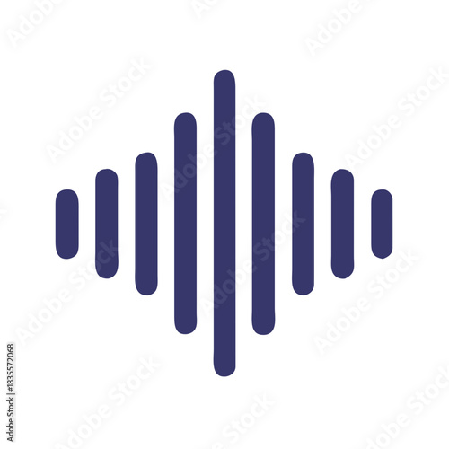 Dark blue audio wave graphic on black background in flat style illustration