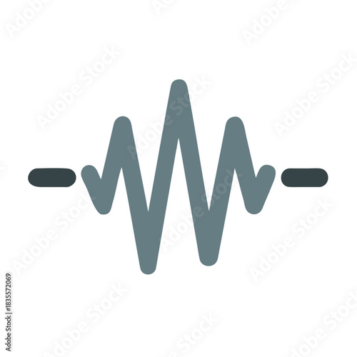 Abstract gray sound wave icon on a dark background, flat design style