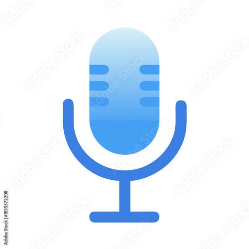 Blue microphone icon against a black background for podcasting or broadcasting.