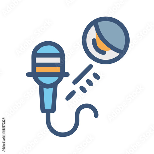 Podcast recording concept depicting microphone and sound waves over a black background