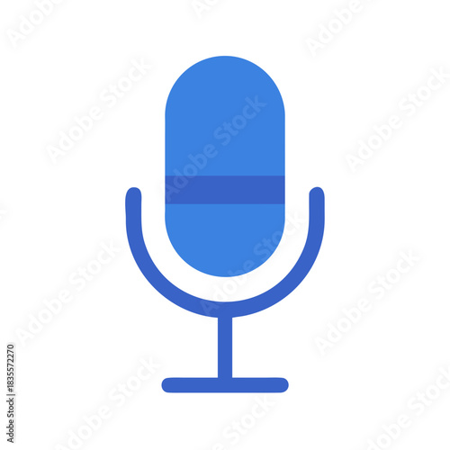 A blue microphone icon on a black background symbolizing audio and communication
