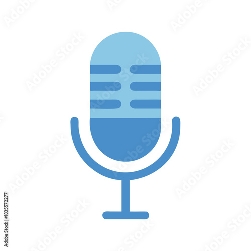 Retro microphone illustration in shades of blue on a black background