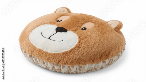 Soft bearshaped cushion for children room furniture, cute plush animal pillow, cozy nursery decor accent