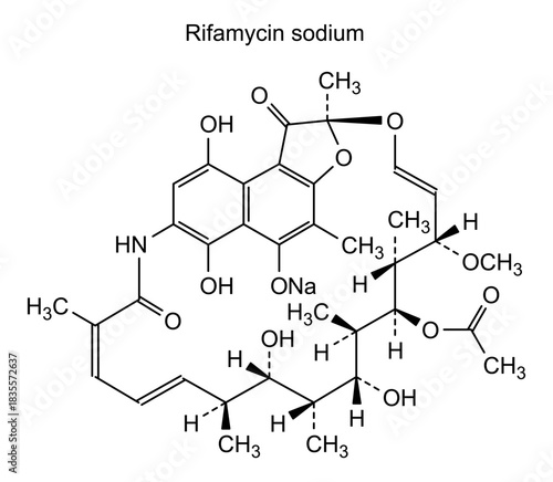 Rifamycin sodium, chemical structure of rifamycin sodium, drug substance