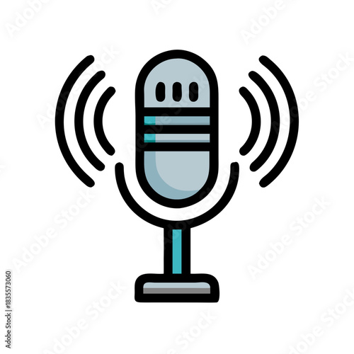 A retro vector microphone icon for audio recording or broadcasting projects
