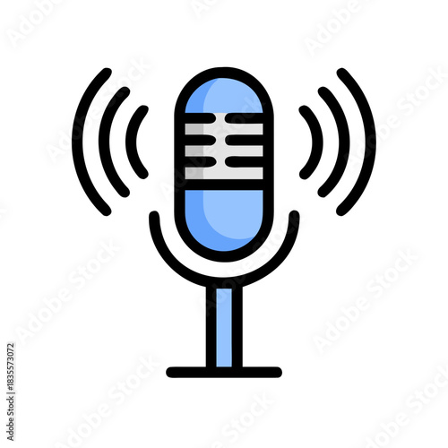 Simple microphone design for podcasts or voice recording graphics and illustrations