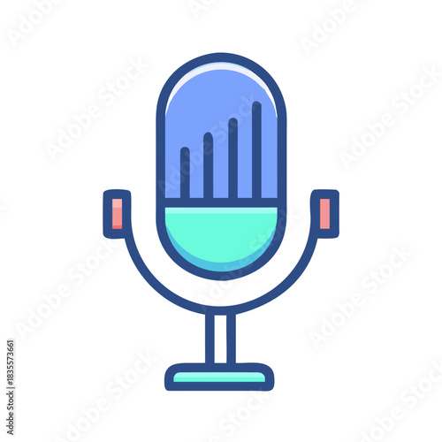 Colorful microphone with sound wave display for audio and broadcast themes