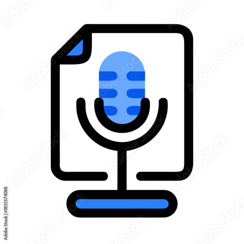 Minimalist microphone illustration on black background representing podcasting or recording
