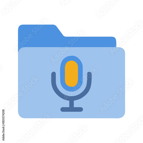 Audio folder icon with microphone, for podcasts and sound recordings archives