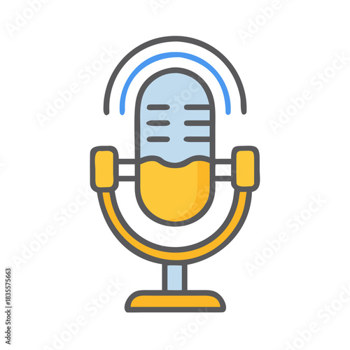 Stylized microphone graphic for podcasting, broadcasting or voice recording media