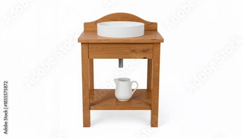 Children room furniture wooden wash stand with ceramic basin and shelf modern minimalist design