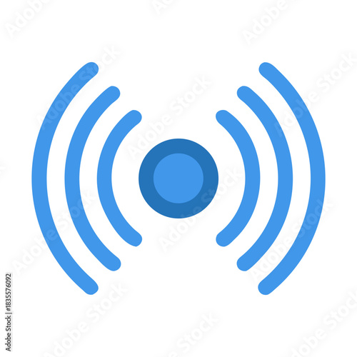 Blue Wireless Signal Icon Illustration on Black Background for Technology Concepts