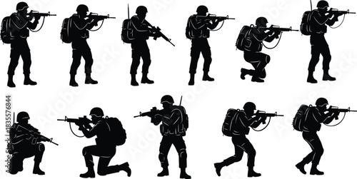 Massive Ultimate Collection of Diverse Dynamic Silhouettes, Featuring Ice Hockey Players, Soldiers, Graceful Dancers, Gymnastics Poses, and People in Active Action Vector Set.