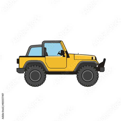 Yellow off-road vehicle with a rugged design and black accents, perfect for adventure and exploration