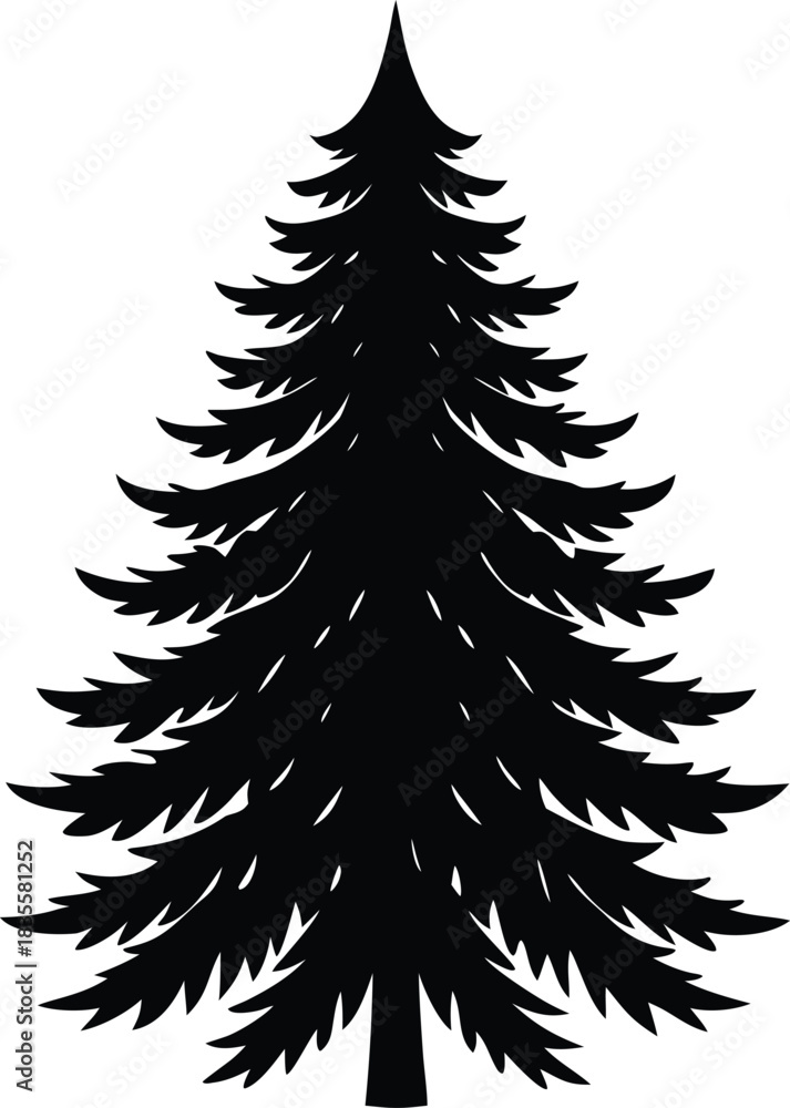 Obraz premium christmas tree silhouette vector illustration