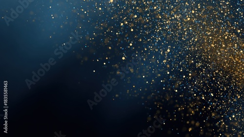 Fototapeta Naklejka Na Ścianę i Meble -  A black and blue iridescent background with golden sparks at the corners. a feeling of luxury.
