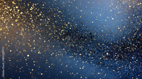 Fototapeta Naklejka Na Ścianę i Meble -  A black and blue iridescent background with golden sparks at the corners. a feeling of luxury.
