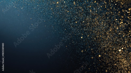 Fototapeta Naklejka Na Ścianę i Meble -  A black and blue iridescent background with golden sparks at the corners. a feeling of luxury.
