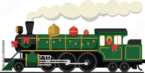 vector art of vintage steam locomotive in the forest