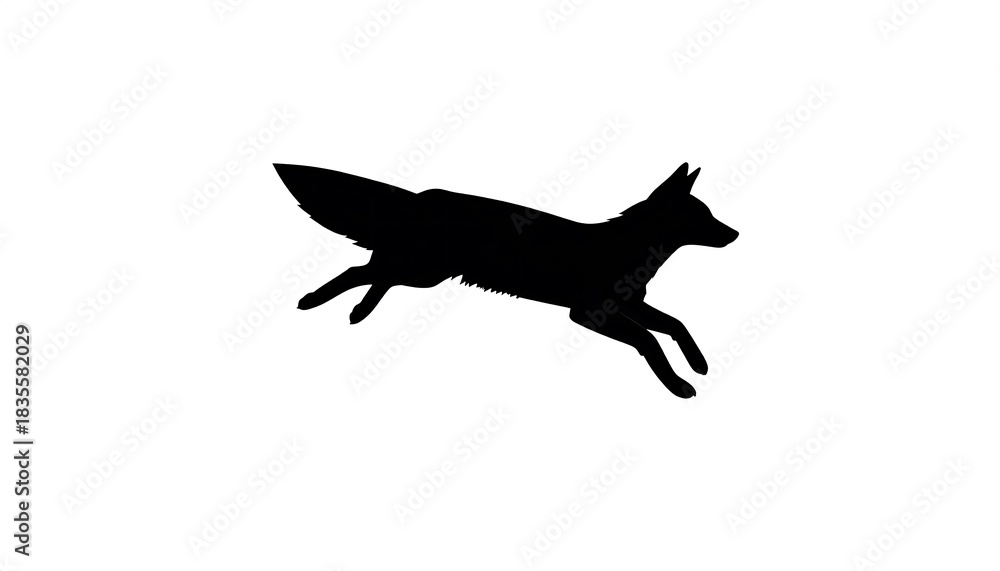 Obraz premium Silhouette of a running fox