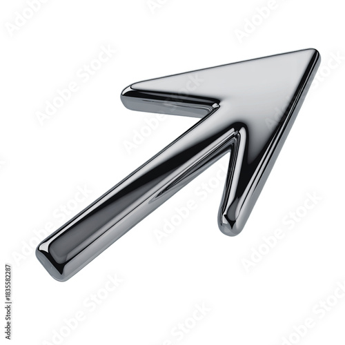 Sleek chrome arrow pointing forward symbolizes progress, direction, and innovation for your business