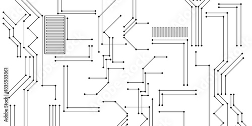 Abstract circuit board hi-tech digital technology and engineering vector graphic illustration suitable for website design, abstract futuristic circuit board line art technology on modern technology.