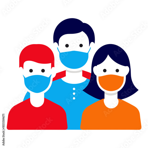 Diverse group of people wearing protective face masks