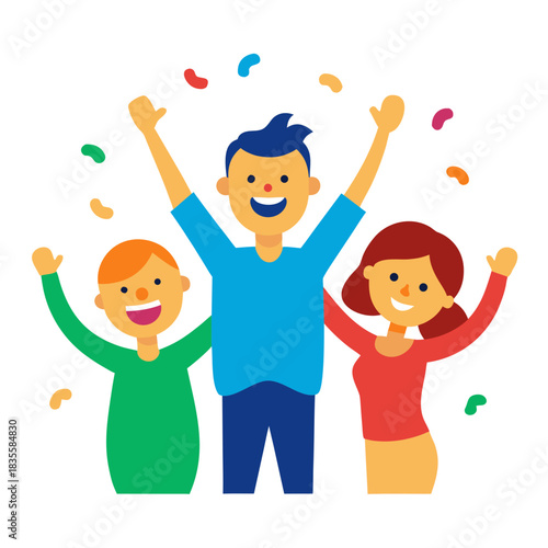 Happy people celebrating with confetti