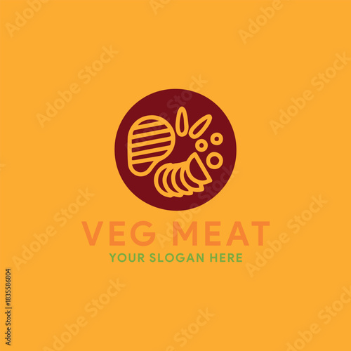 vegetable and meat restaurant logo design vector