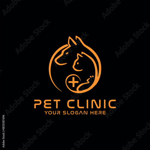 veterinary pet clinic store logo design vector