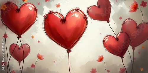 Romantic heart balloons celebrate love and romance