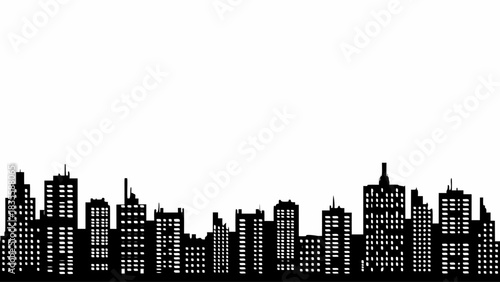 Stunning black and white cityscape skyline silhouette perfect for dramatic urban design projects and backgrounds