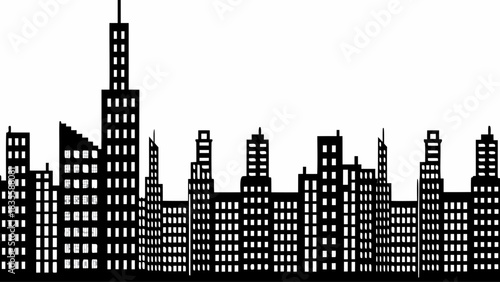 Stunning black and white cityscape silhouette capturing the dynamic energy of a modern urban skyline