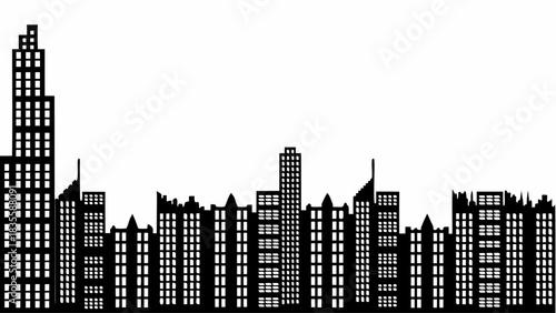 Stunning black and white city skyline silhouette perfect for modern urban design projects and backgrounds