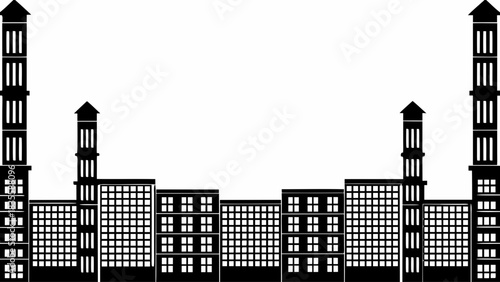 Stunning black and white city skyline silhouette perfect for modern corporate branding and urban design projects