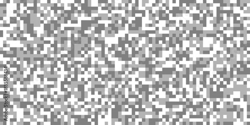 Censorship blurred pixels effect for gray and white squares digital pixelated patterns, horizontal pixelated bar in grayscale censorship effect grey mosaic different shades isolated background.